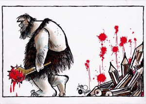 Viñeta de Habib Haddad con motivo del atentado contra la redacción de Charlie Hebdo