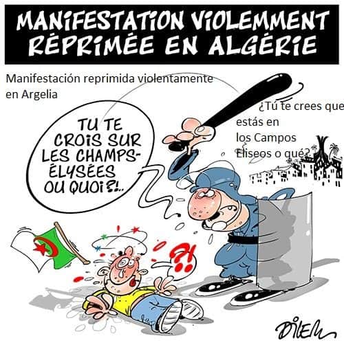 Las fuerzas de seguridad argelinas emplean la fuerza contra los manifestantes, Ali Dilem, Liberté, 12.07.2019
