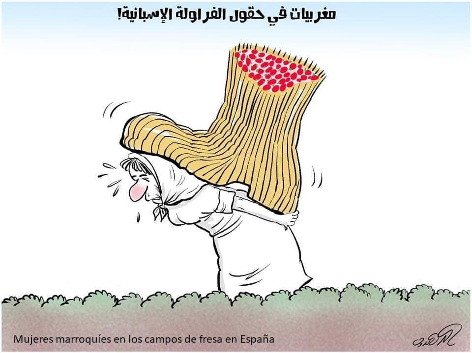 Las marroquíes en la recogida de la fresa en España, Dahduh, Facebook, 30.05.2018