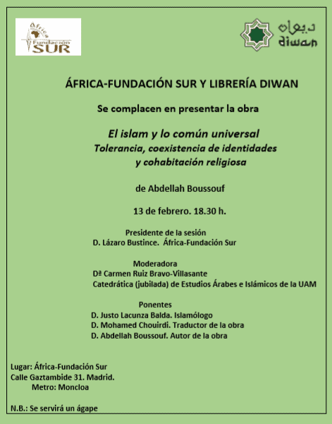 Presentación del libro "El islam y lo común universal. Tolerancia, coexistencia de identidades y cohabitación religiosa" de Abdellah Boussouf