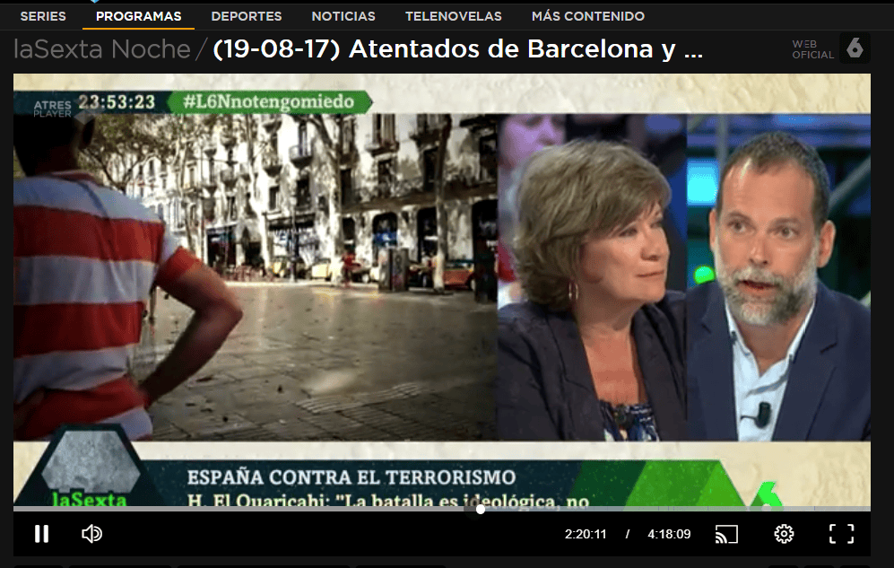 Pedro Rojo, presidente de la Fundación Al Fanar, participa en La Sexta noche tras el atentado de Barcelona
