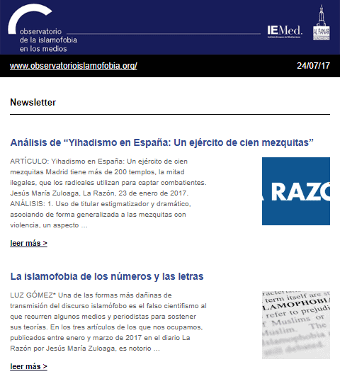 Segundo boletín del Observatorio de la islamofobia en los medios