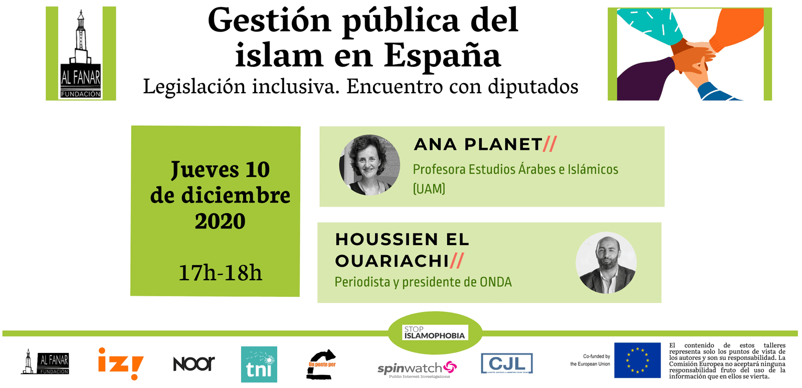 Últimas plazas para el encuentro de diputados con Ana I. Planet (UAM) y el periodista Houssien el Ouriachi