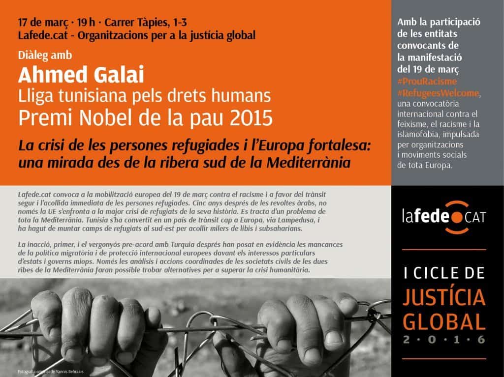 CONFERENCIA: Ahmed Galai, miembro de la organización premio Nobel de la Paz 2015, en Barcelona