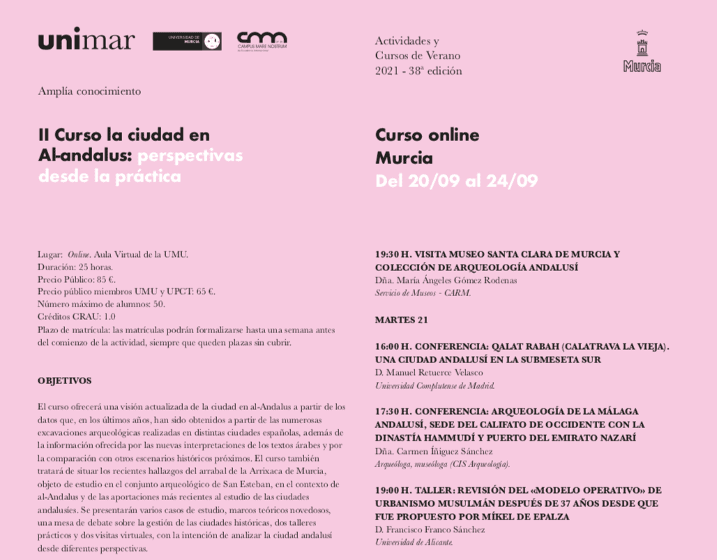 Curso online: la ciudad en Al-Ándalus: perspectivas desde la práctica